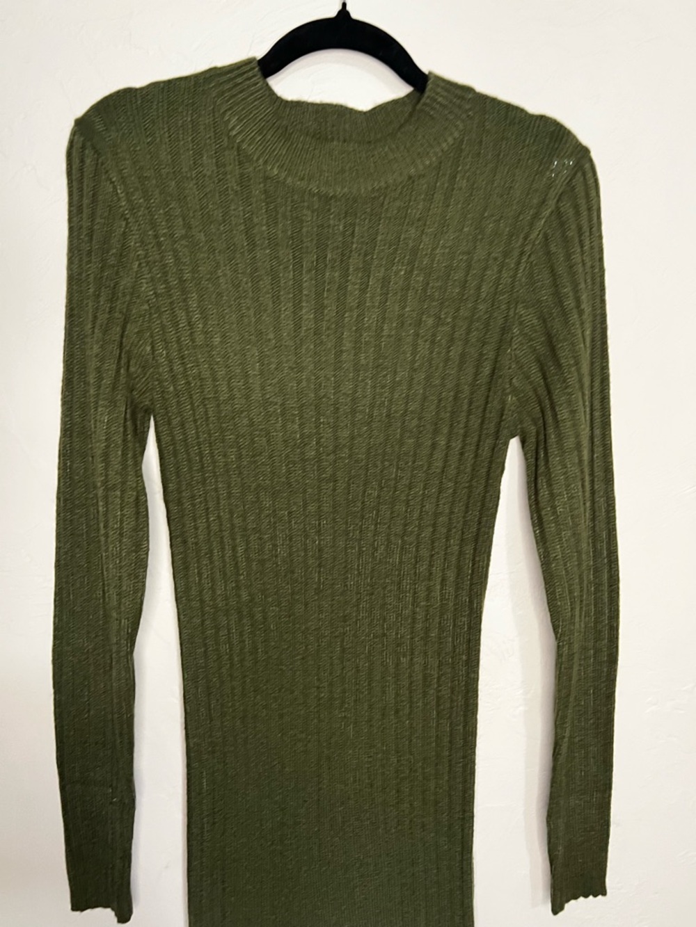 Brave Soul NWT Green Ribbed Sweater Side Slit Fitted MIDI Dress create - Picture 3 of 13